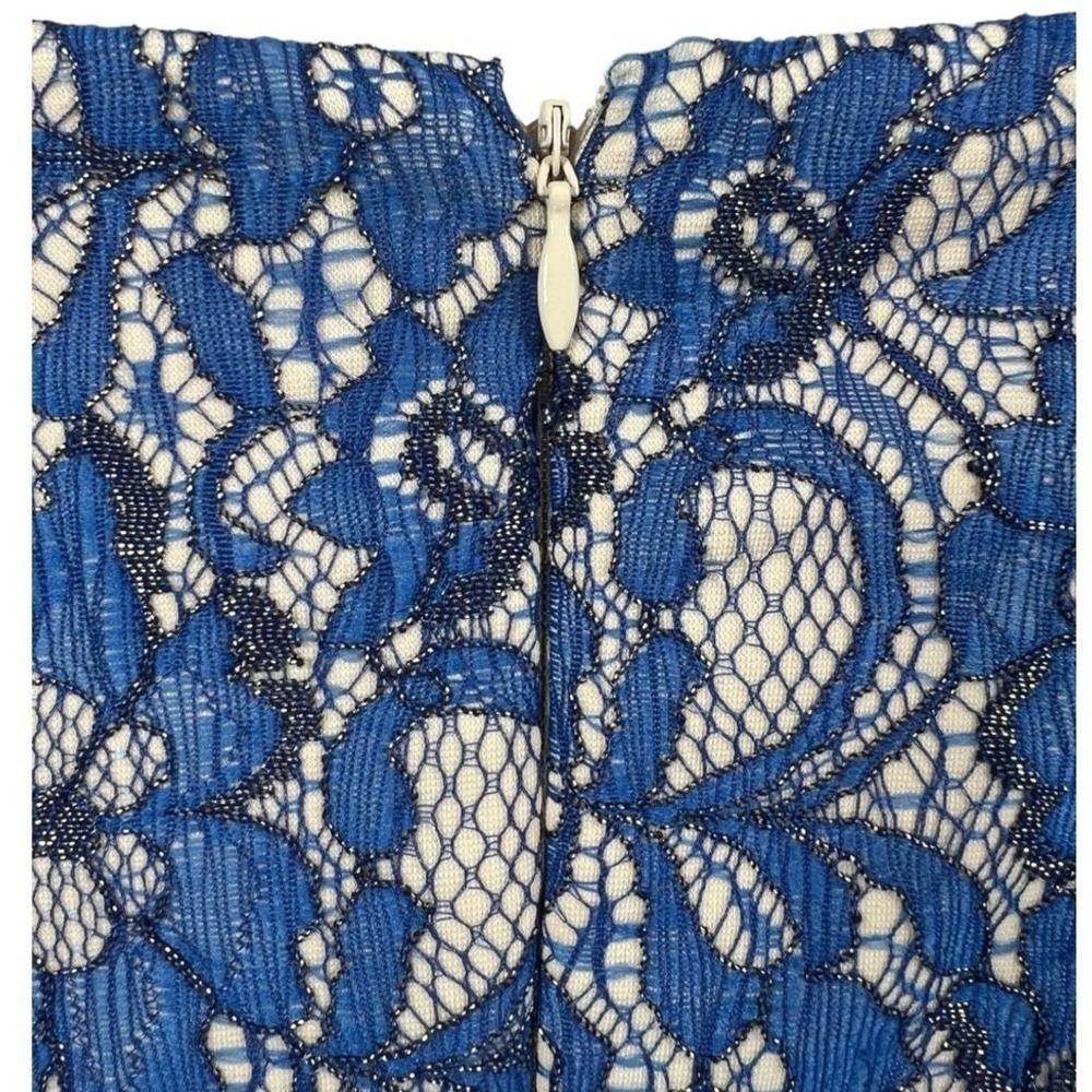 Adrianna Papell Women's Blue Floral Lace Sleeveless Sheath Dress Size 4 Cocktail - Picture 8 of 10